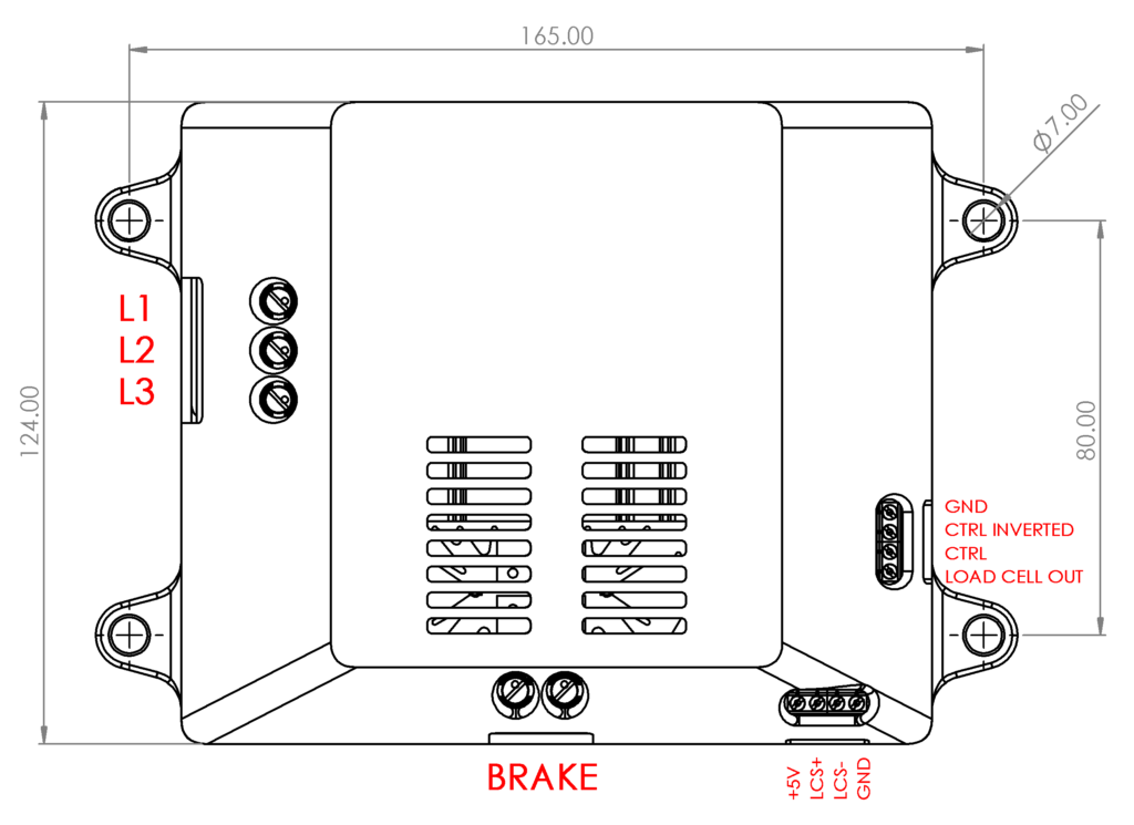 BD1 Eddy current brake power supply technical drawing top