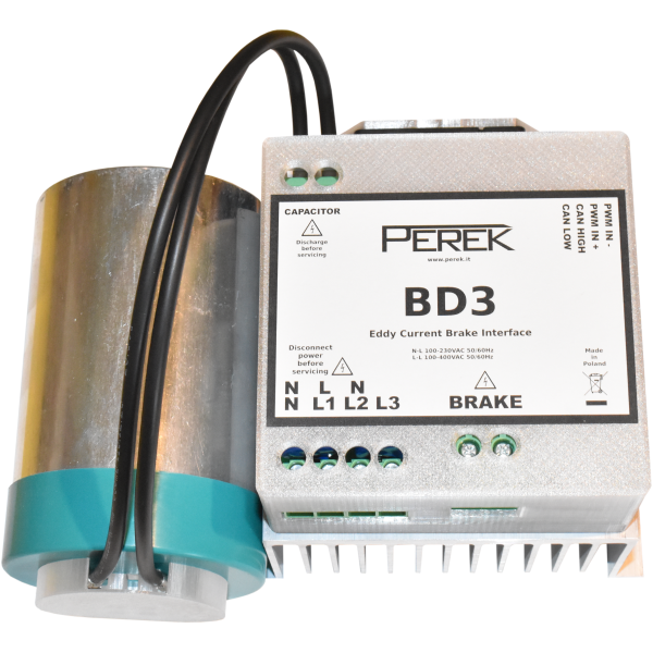 BD3 eddy current brake interface with discharge capacitor